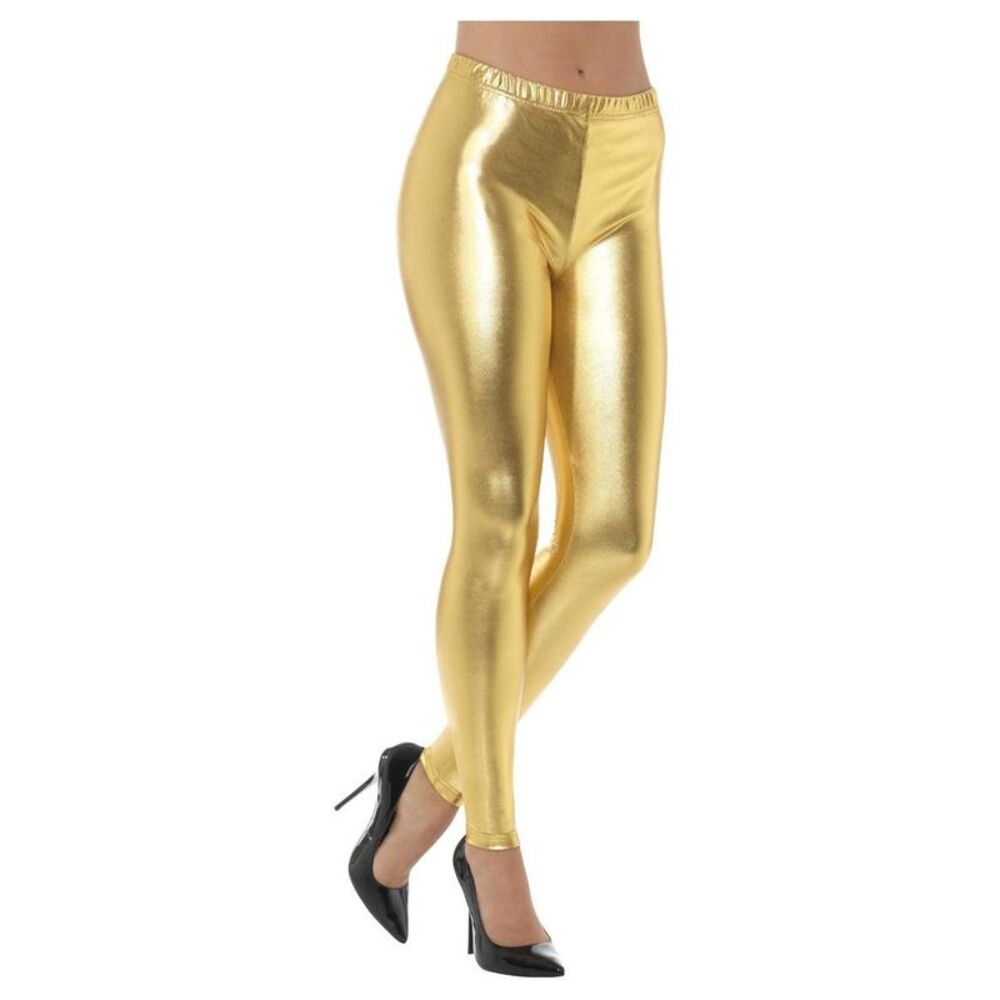 Smiffys Womens/Ladies 80s Disco Metallic Leggings / Gold